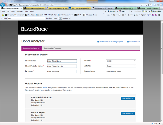 Bond Analyzer Main Page